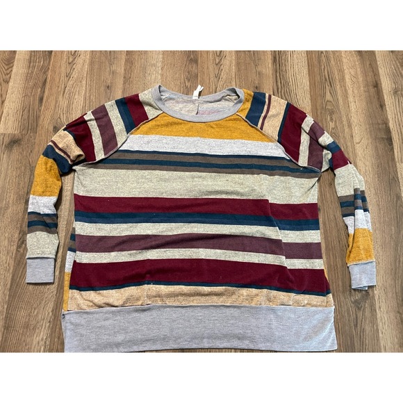 Honeyme Tops - Honeyme Shirt, Women's Size Large, Yellow Blue Red, Striped, Long Sleeve